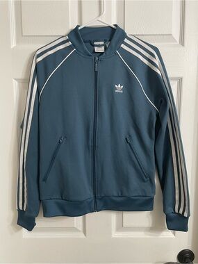 adidas Superstar Trefoil Blue Three-Stripe Track Jacket small